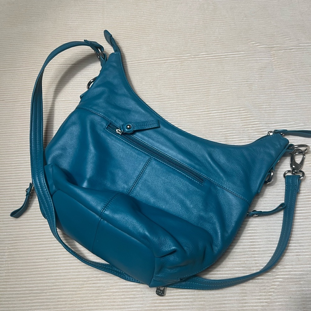 Stone Mountain Teal Genuine Leather Hobo Bag - Picture 5 of 8